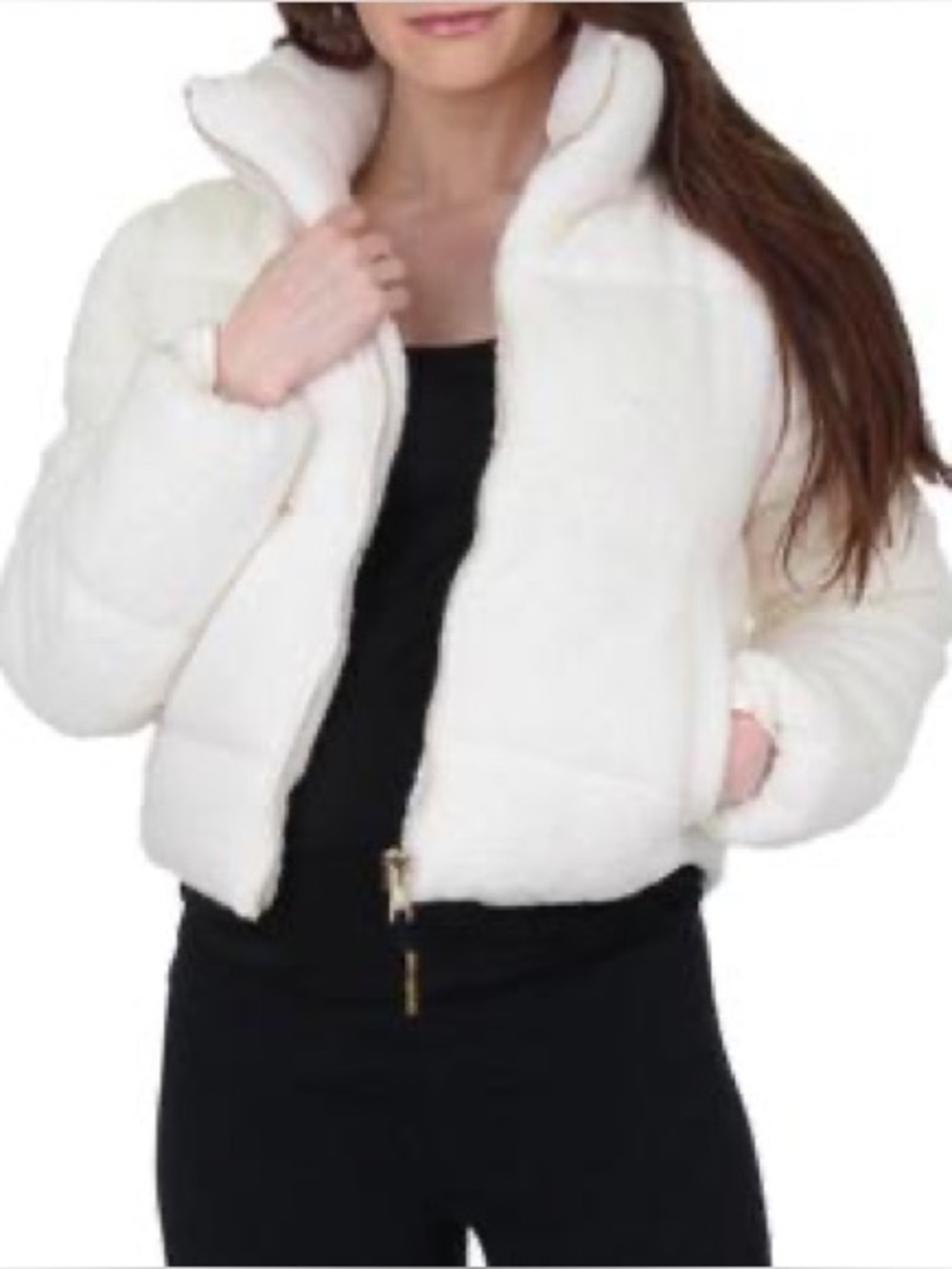 Juicy Couture Cream Plush Puffer Black Label Jacket